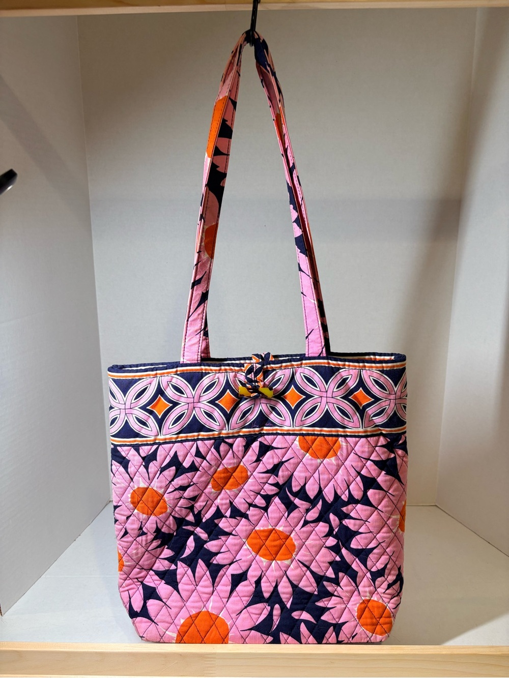 Vera Bradley Pink, Orange & Navy Quilted Floral Tote